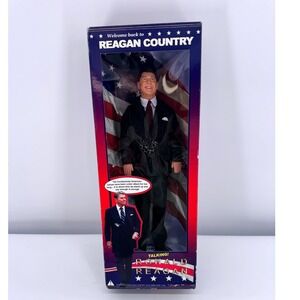 Talking President Ronald Reagan 12" Talking Action Figure Black Suit Vintage New